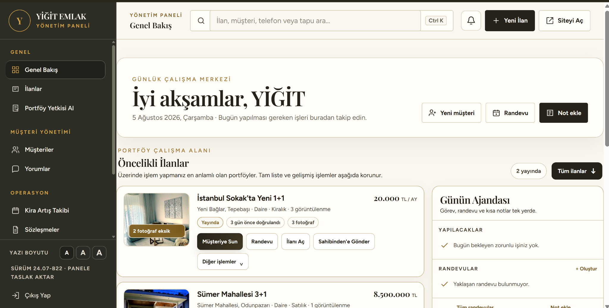 KonutAğı yönetim paneli